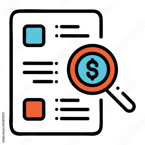 Financial audit checklist with magnifying glass to check money and investment details