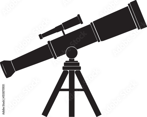 Telescopic Instrument Silhouette Design | Astronomy Tool Illustration Vector Format
