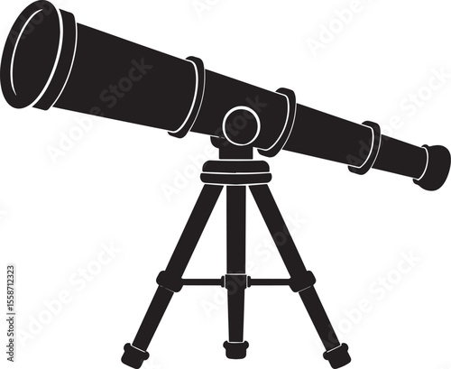 Telescopic Instrument Silhouette Design | Astronomy Tool Illustration Vector Format