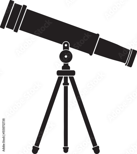 Telescopic Instrument Silhouette Design | Astronomy Tool Illustration Vector Format