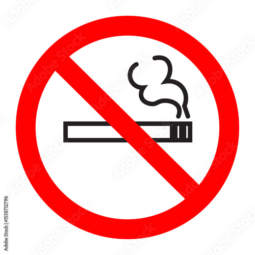 No Smoking Red Circle Prohibition Sign, Universal Symbol Indicating Smoking is Forbidden, Health and Safety: No Smoking Zone Graphic, Clear Prohibition Icon for Smoking Restriction.