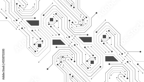 Computer communication cybernetic element. Circuit board vector illustration. High-tech technology background texture.