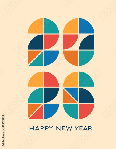 2026 Geometric Design. New Year Typography. 