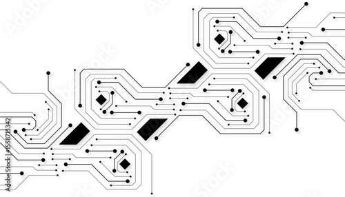 Computer communication cybernetic element. Circuit board vector illustration. High-tech technology background texture.