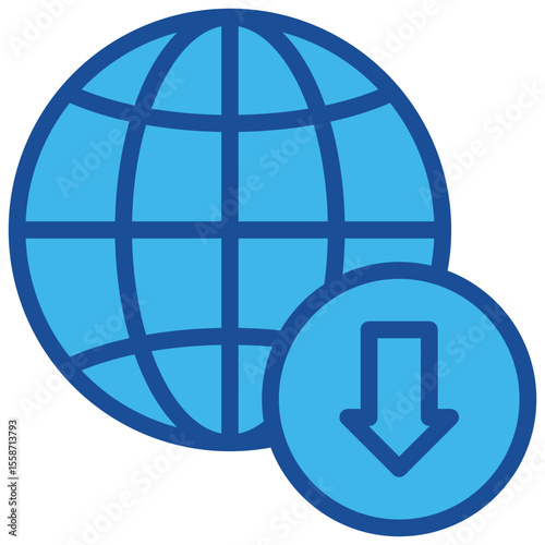 Internet Download Blue Icon