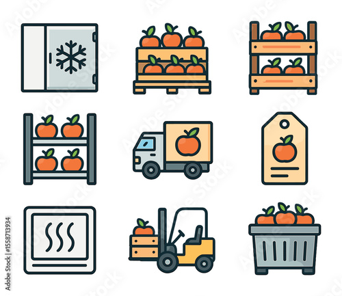 Geothermal Energy Icons. Flat icon set of geothermal energy systems: geothermal plant, steam vent, underground