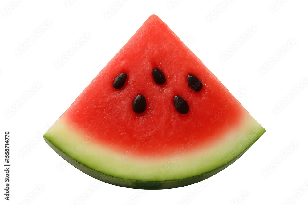 Fresh watermelon slice displaying dark seeds, transparent backdrop highlighting crisp summer freshness Fresh watermelon slice displaying dark seeds, transparent backdrop highlighting crisp summer freshness