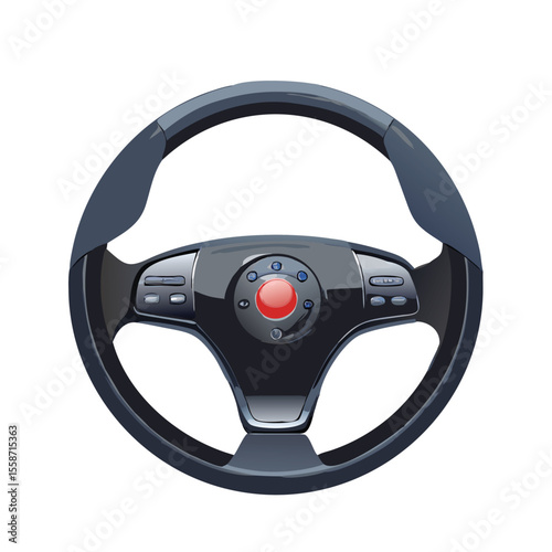 Modern car steering wheel with detailed structure vector art design 