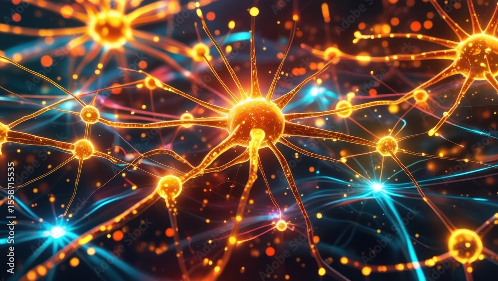 Fototapeta premium Neural Impulse Transmission in High-Tech Brain 