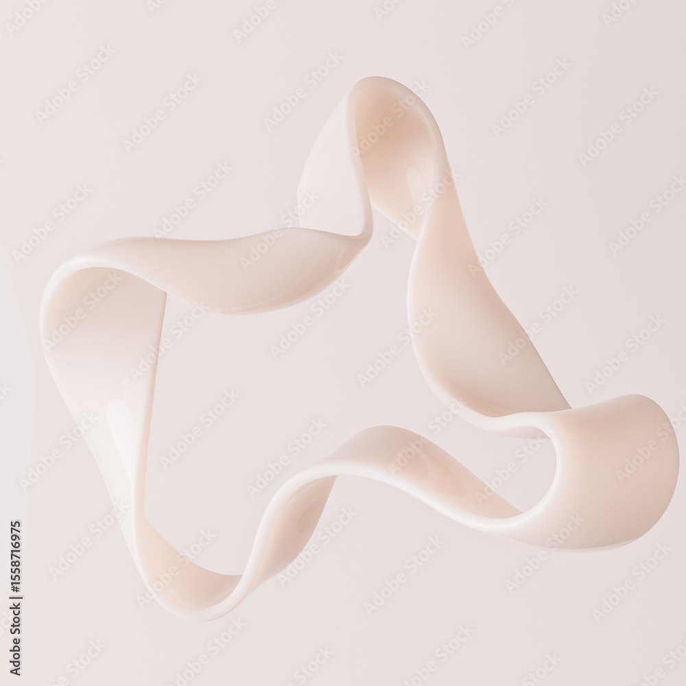 Fototapeta premium abstract creamy swirl, beige fluid texture levitation 3d rendering. Skin care product elegant cosmetic visual concept