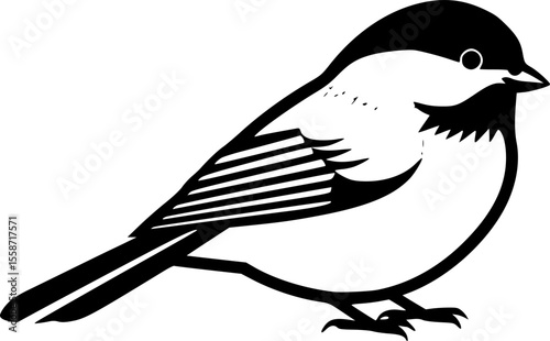 chickadee line art silhouette vector illustration
