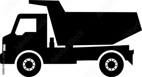 dump truck line art silhouette vector illustration
