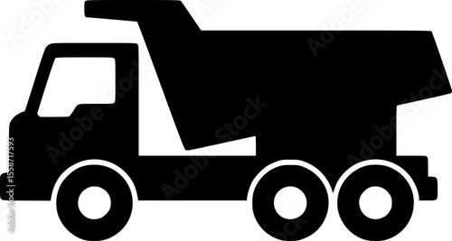 dump truck line art silhouette vector illustration
