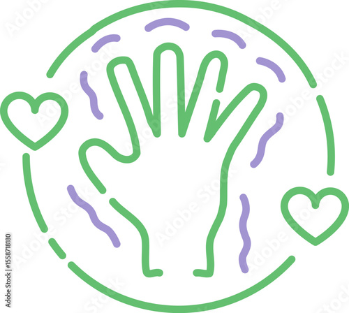 Parkinson’s disease care icon — minimal vector line illustration with trembling hand