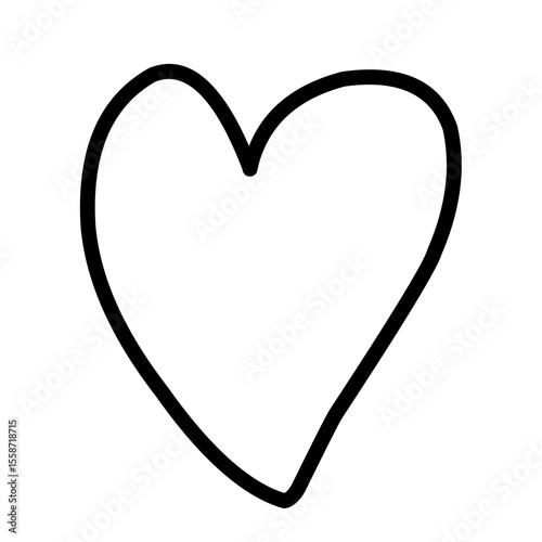 Heart doodles, decorative hearts line art, heart illustration borde, love symbol collection, isolated on white background