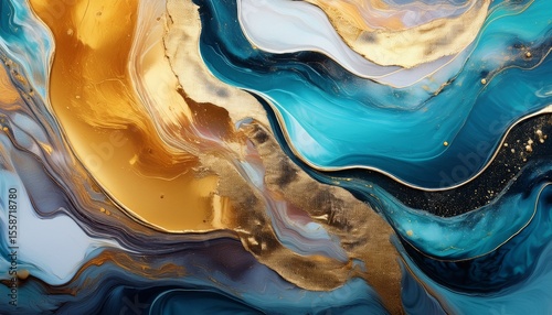 vibrant abstract art with gold accents