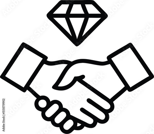 Handshake with diamond icon