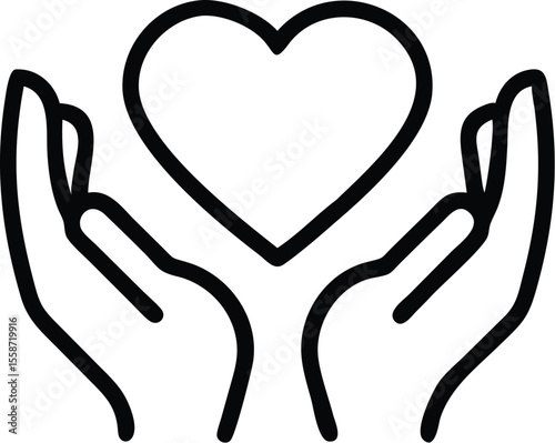 Hands holding heart icon