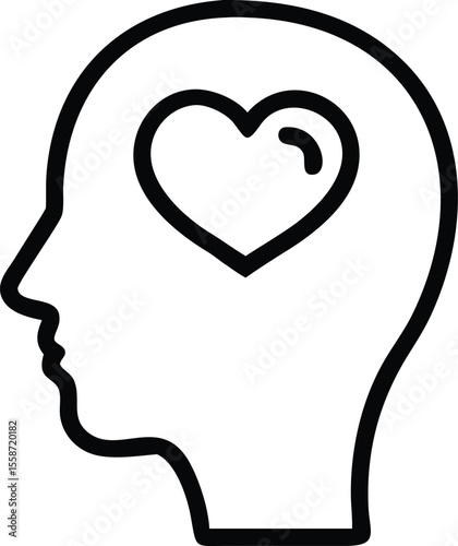 Human head with heart icon