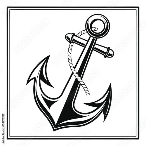 Nautical Anchor Silhouette with Rope Maritime Symbolism and Seafaring Life