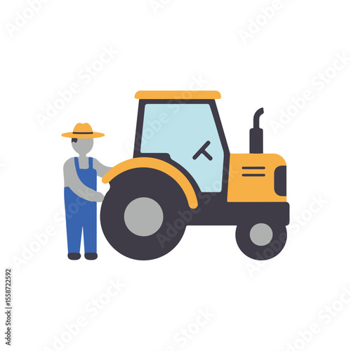 Farmer Vector Icons – Farmer Tractor icon, suitable for infographics and app designs