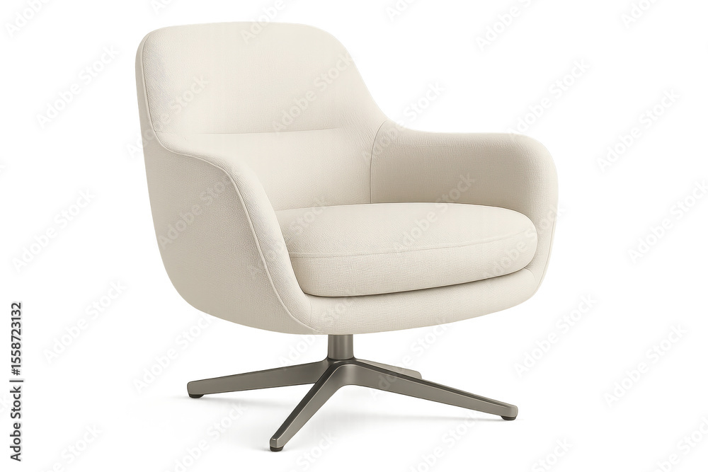 Elegant cream swivel armchair isolated on transparent background, comfort zone Elegant cream swivel armchair isolated on transparent background, comfort zone