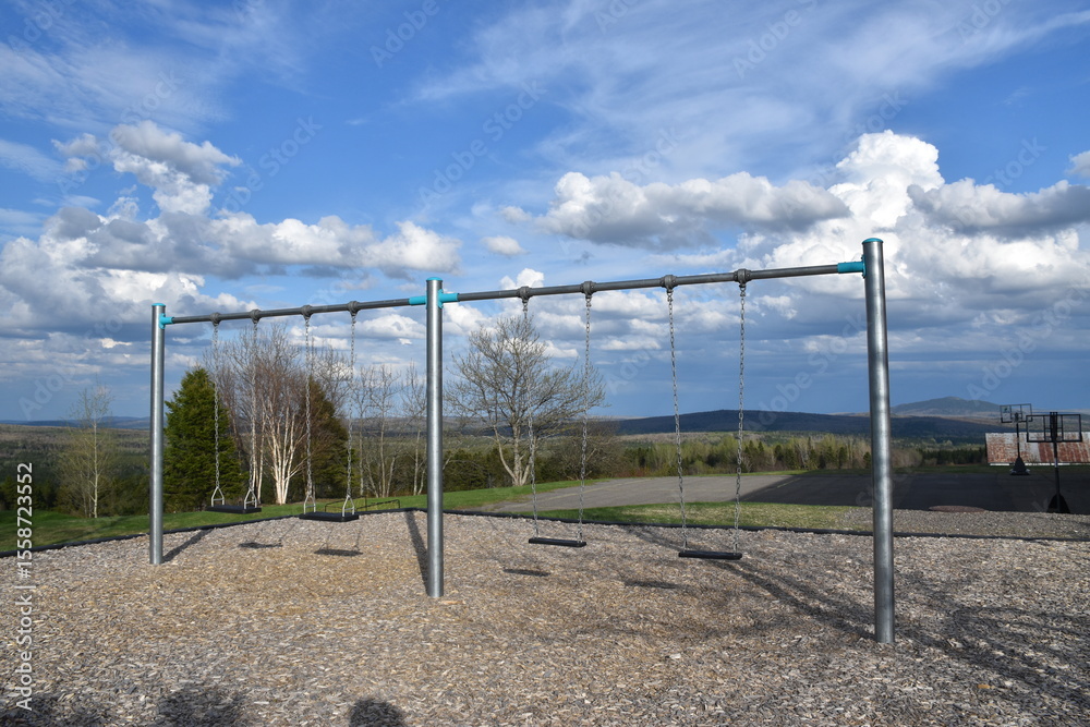 The schoolyard in spring, Sainte-Apolline, Québec, Canada The schoolyard in spring, Sainte-Apolline, Québec, Canada