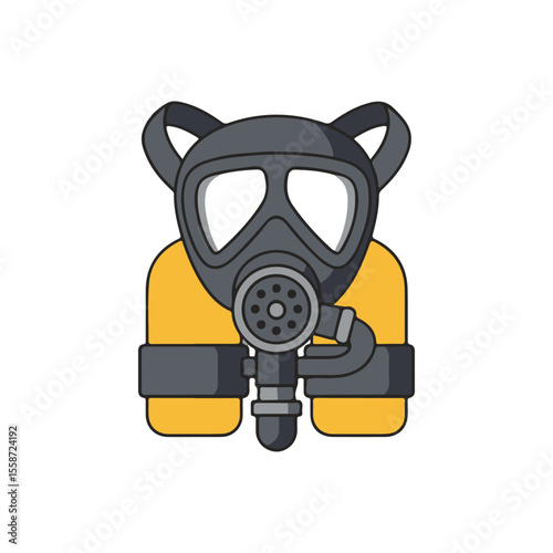 firefighter Vector Icons – Oxygen Mask SCBA icon, suitable for infographics and app designs