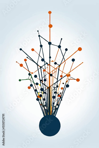 Minimalist vector logo of an abstract crowd with interconnected dots and lines