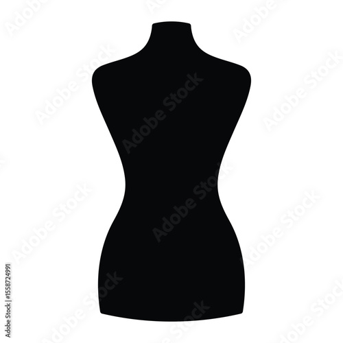 Female mannequin torso silhouette vector icon. Dress form for tailoring, fashion design, sewing or display. Isolated illustration.