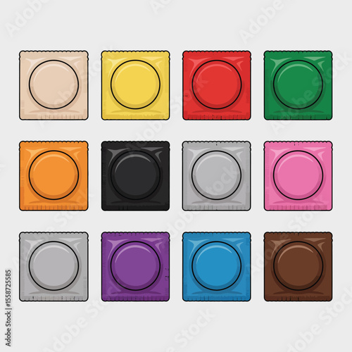 Assorted Colorful Condoms in Packages