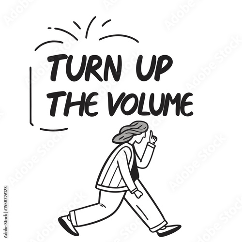 Creative Typography Minimalist T-shirt Design, Turn Up the Volume