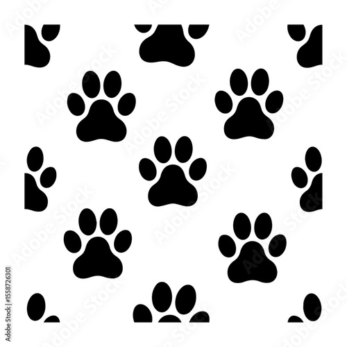 Seamless Black Paw Print Pattern Background