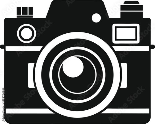 Classic black and white silhouette of a vintage film camera