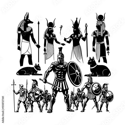Ancient Gods and Warriors Illustration