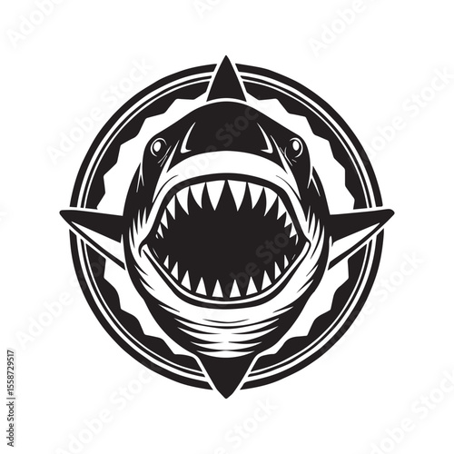 Shark Silhouette vector illustration logo sticker icon