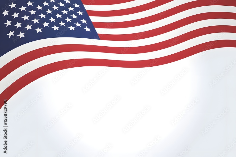 Fototapeta premium A wavy american flag design isolated on white background