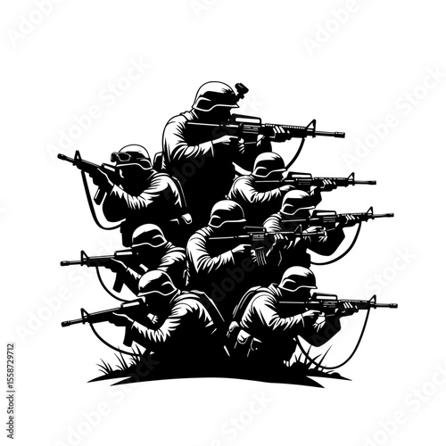 Elite Military Special Forces Team Silhouettes