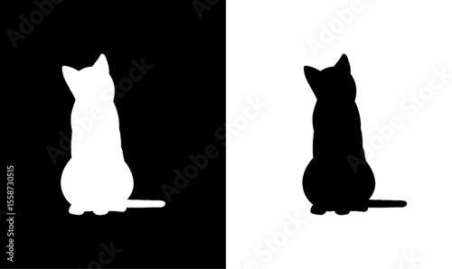 cat silhouette black vector illustration, silhouette of cat vector illustration, kitty, cat, animal, cute, love, wild, black, white, art, icon, symbol, illustration,