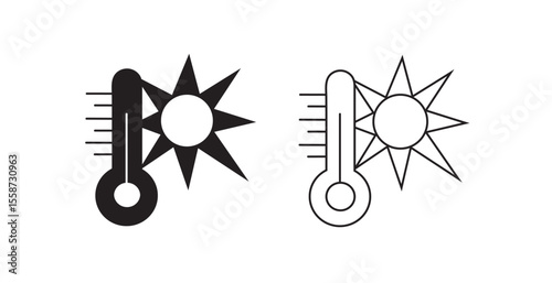 Thermometer Sun Heat Icon - Temperature Weather Symbol