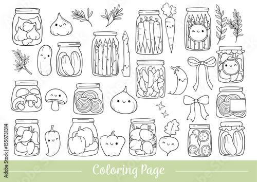 Draw vector illustration doodle pickle Cute vegetable Classroom activity Printable coloring page