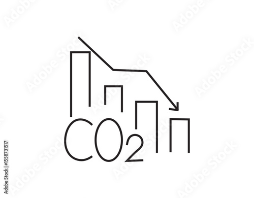 CO2 Emissions Decrease Icon – Carbon Reduction Line Symbol