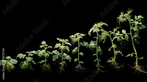 Time-lapse of tomato plants reverting through evolutionary stages, becoming wilder and more primitive.