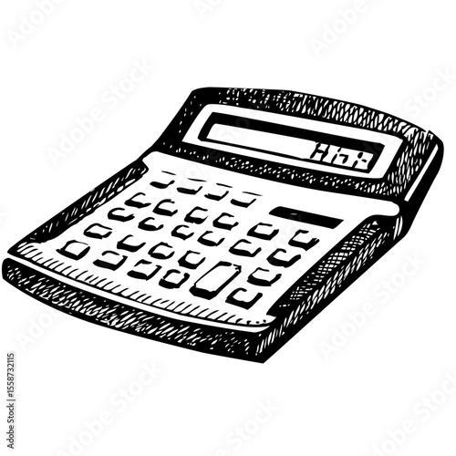 Vintage retro hand-drawn business, calculator⁠
