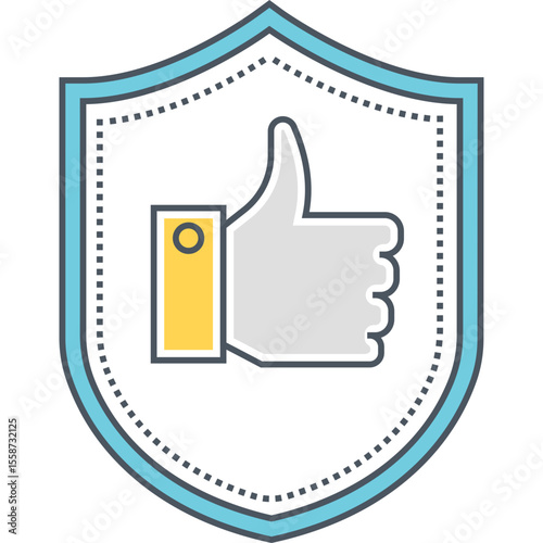 Shield with thumbs up icon for security approval and protection verification concept design