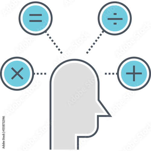 Mathematical thinking and problem solving concept with math operations in mind process