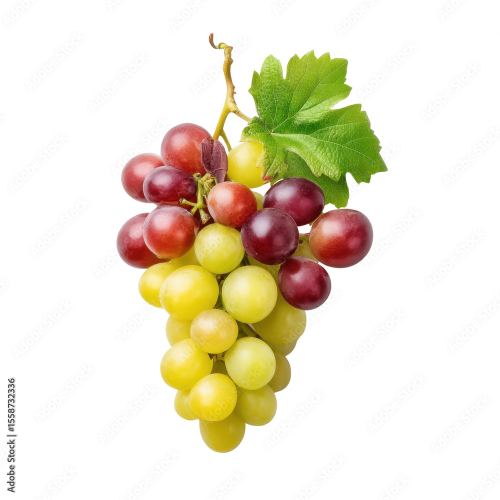 Fototapeta premium Fresh and Juicy Grapes Cluster on White Background Ideal for Healthy Eating and Culinary Use in Food Photography Transparent background or png
