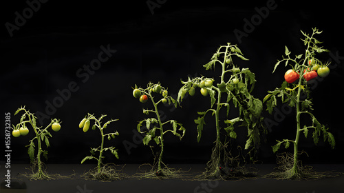 Time-lapse of tomato plants reverting through evolutionary stages, becoming wilder and more primitive.