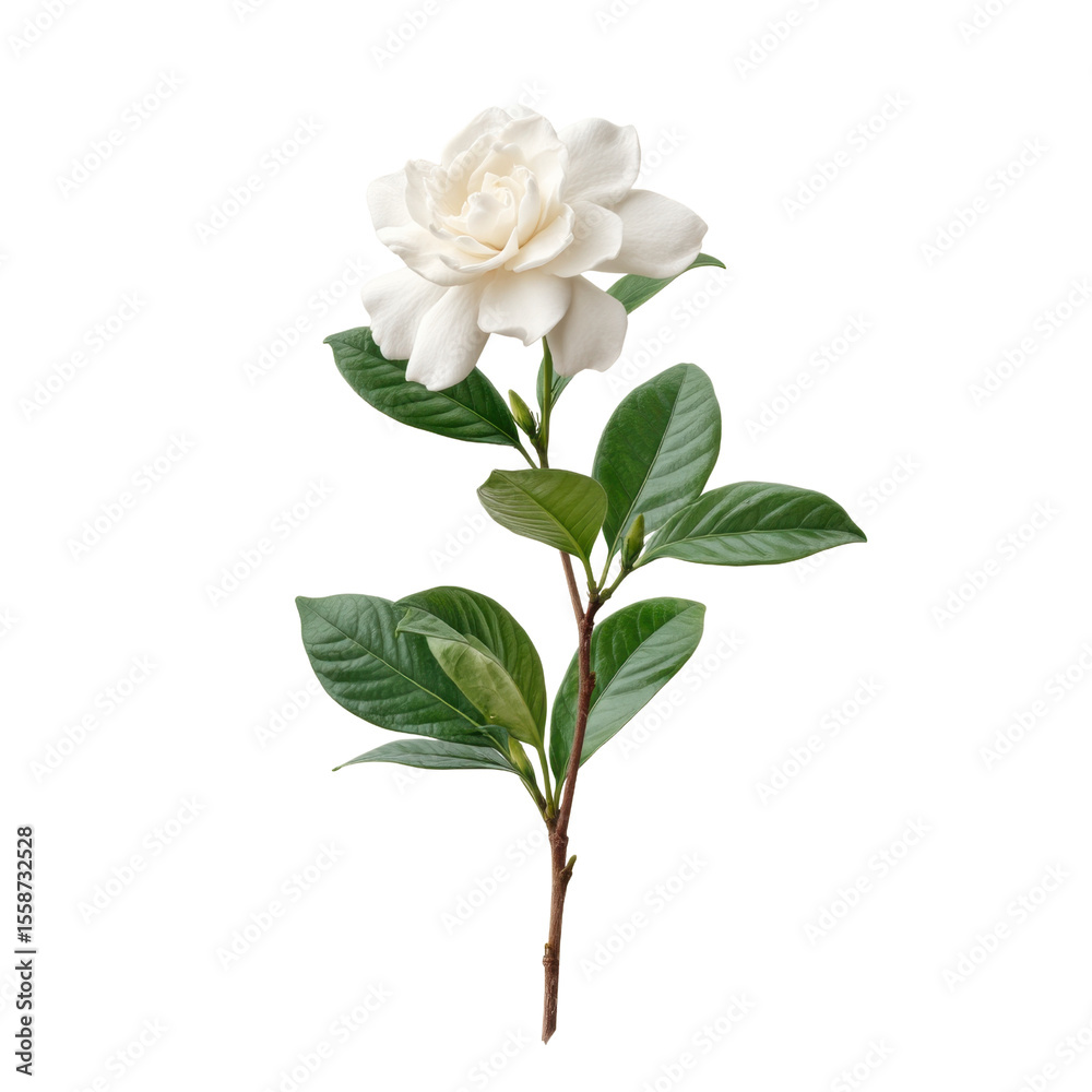 Elegant White Flower with Green Leaves Isolated on a Transparent Background for Creative and Design Use Transparent background or png Elegant White Flower with Green Leaves Isolated on a Transparent Background for Creative and Design Use Transparent background or png