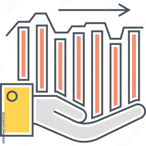 Stock market analysis and financial growth forecast with hand holding business chart data